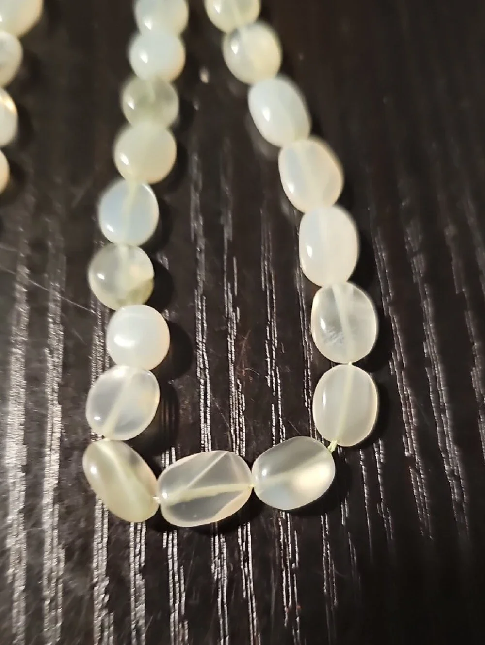 Vintage Milky White Chalcedony Oval Gemstone Bead Strand – Estate Jewelry Making